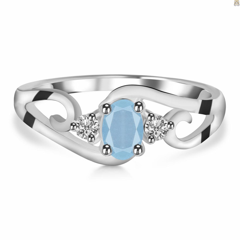Aquamarine & White Topaz Ring AQM-RDR-2631.