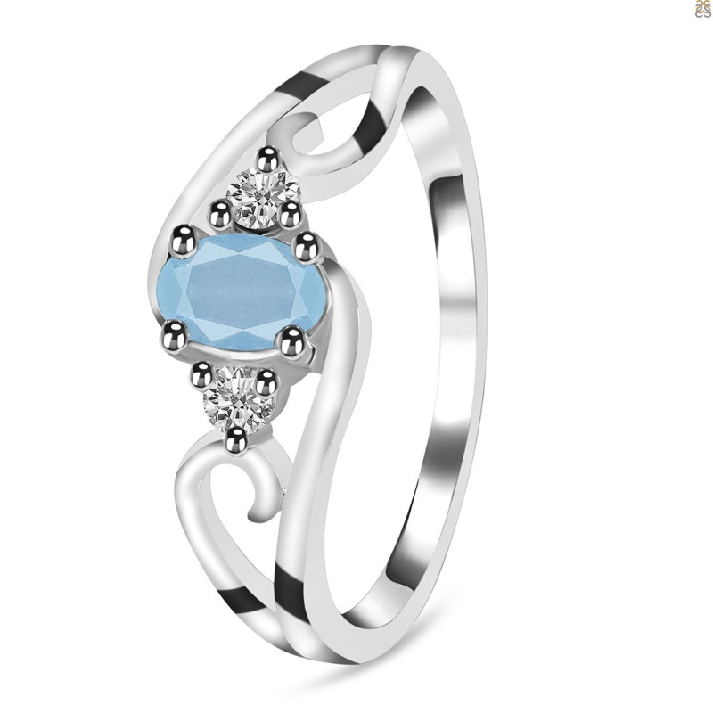 Aquamarine & White Topaz Ring