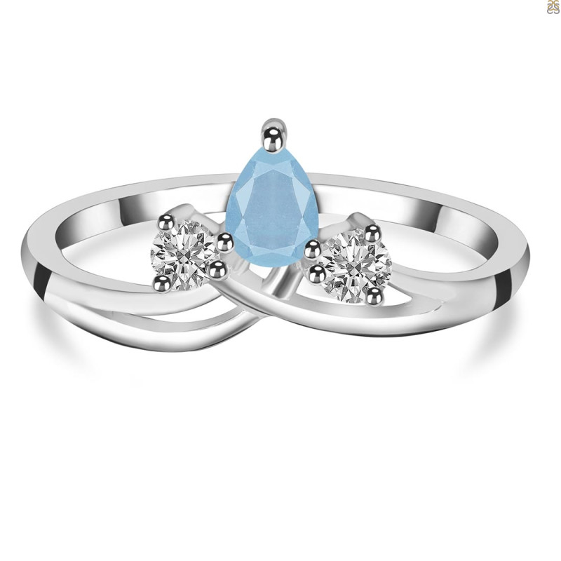 Aquamarine & White Topaz Ring AQM-RDR-2660.