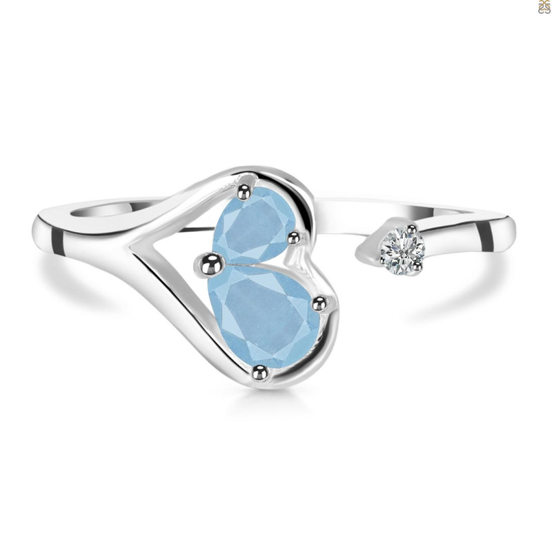 Aquamarine & White Topaz Ring AQM-RDR-2675.