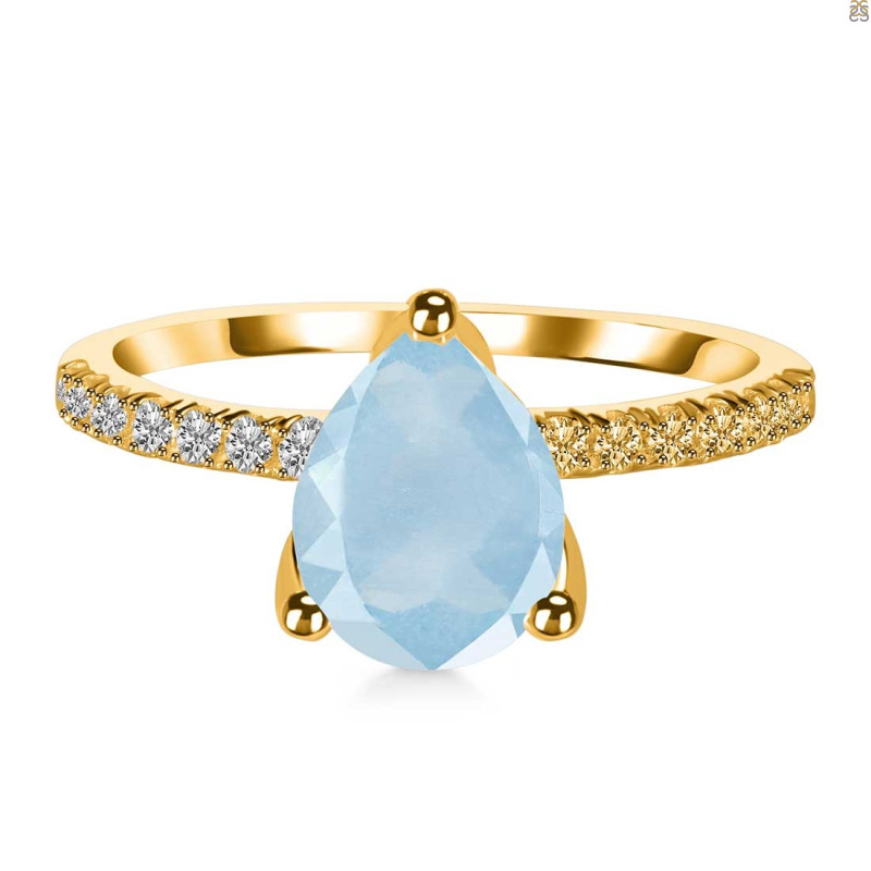 Aquamarine & White Topaz Ring AQM-RDR-2860.