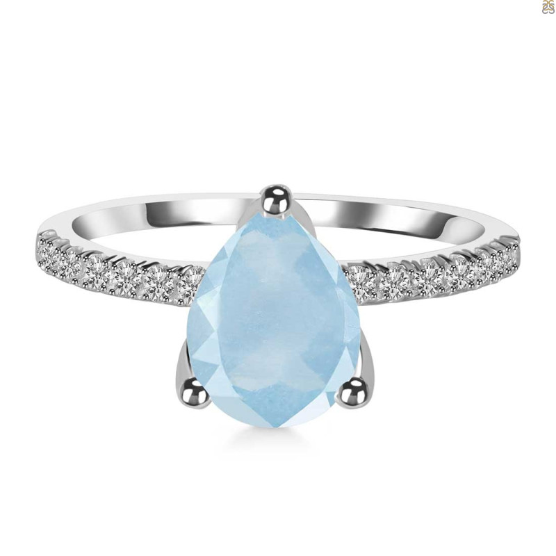 Aquamarine & White Topaz Ring AQM-RDR-2860.