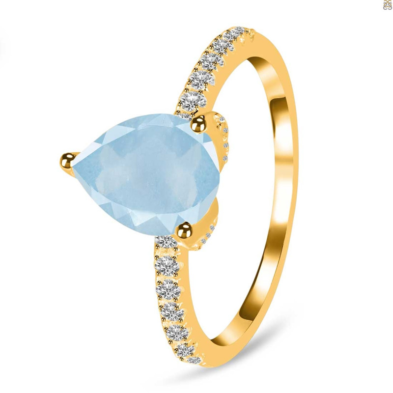 Aquamarine & White Topaz Ring AQM-RDR-2860.
