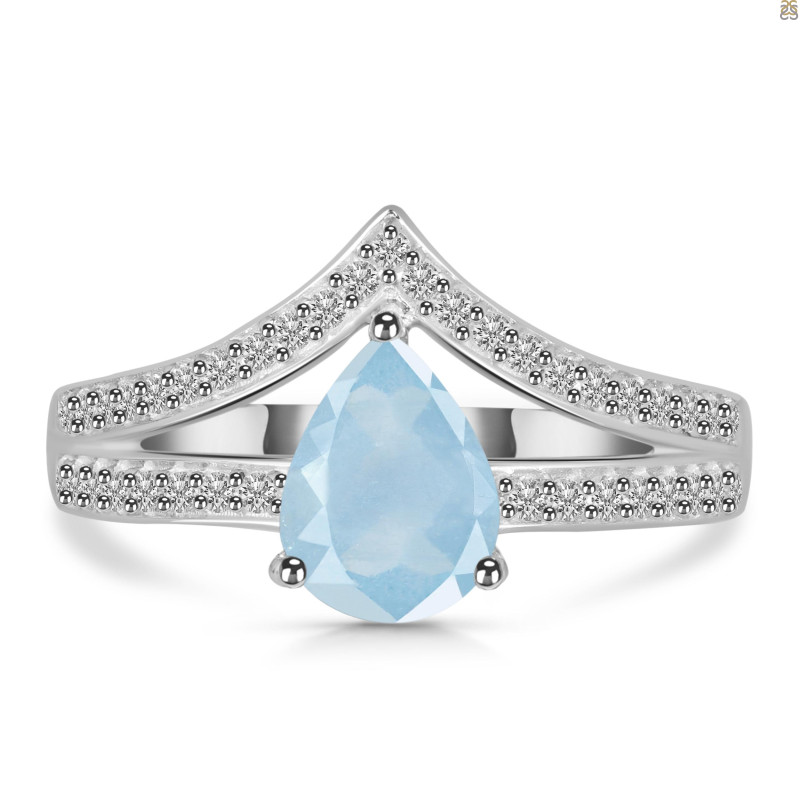 Aquamarine & White Topaz Ring AQM-RDR-372.
