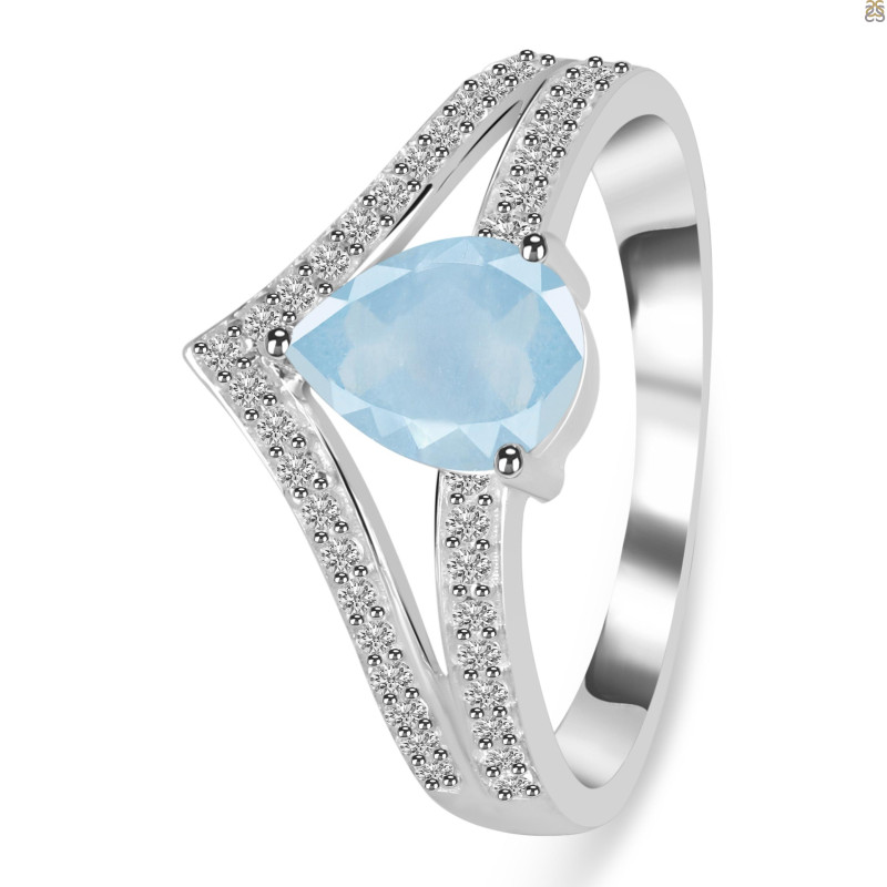 Aquamarine & White Topaz Ring