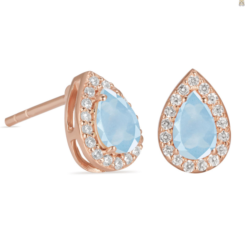 Aquamarine & White Topaz Stud Earring AQM-RE-52.