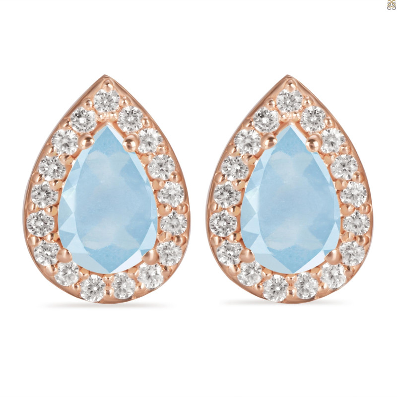 Aquamarine & White Topaz Stud Earring AQM-RE-52.