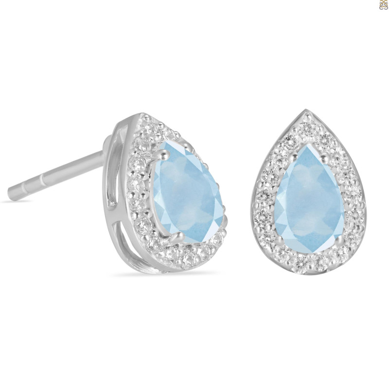 Aquamarine & White Topaz Stud Earring