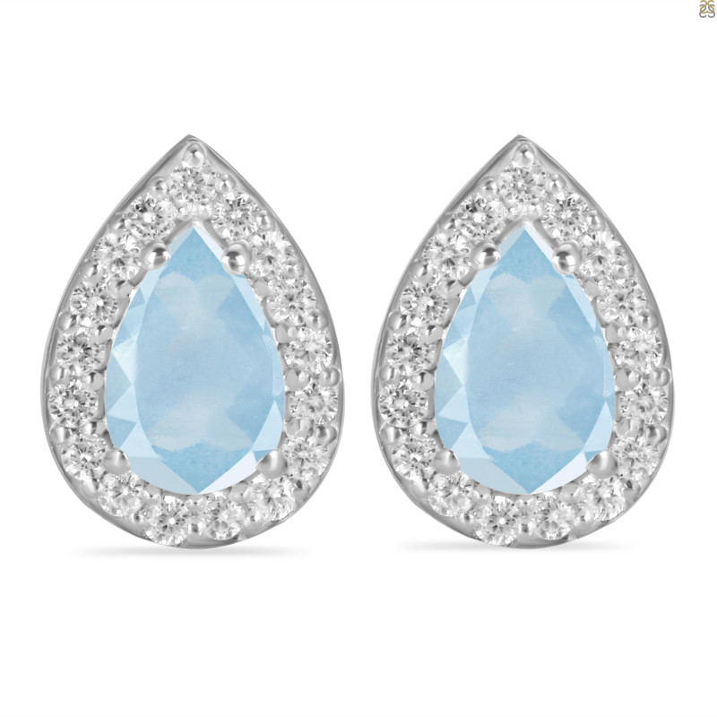 Aquamarine & White Topaz Stud Earring AQM-RE-52.