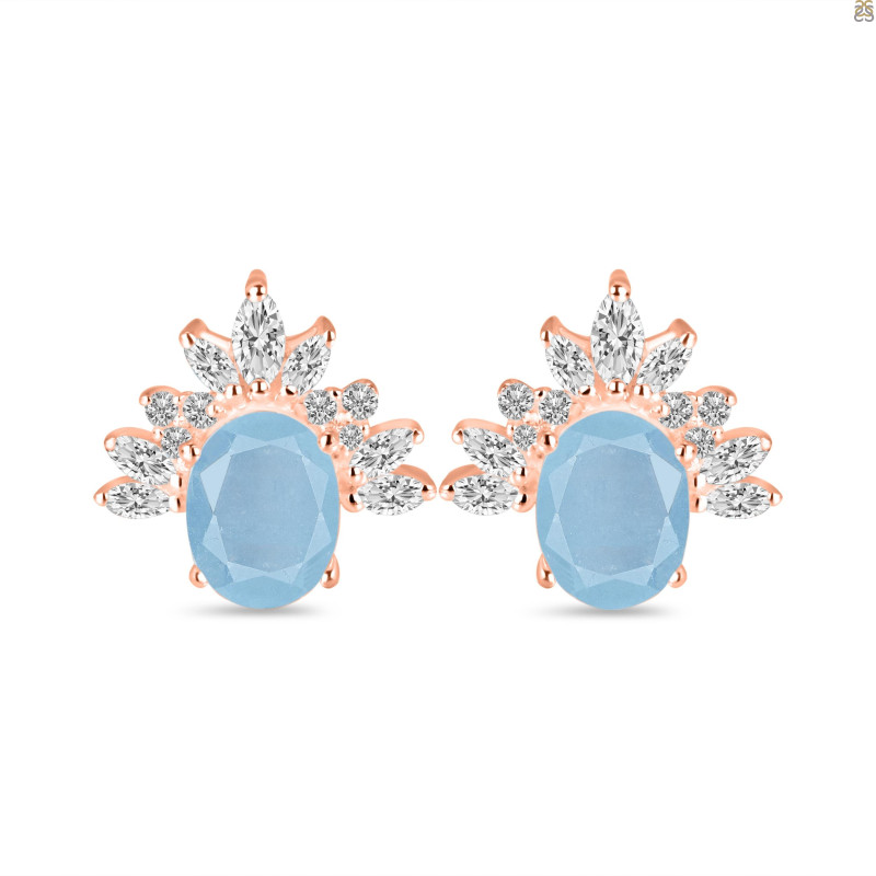 Aquamarine & White Topaz Stud Earring AQM-RE-71.