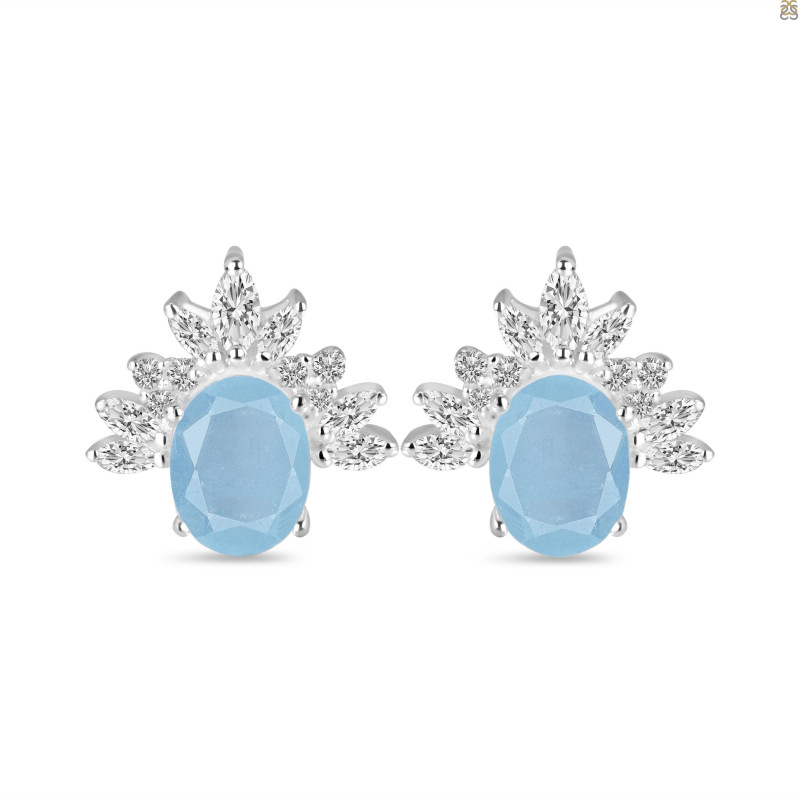 Aquamarine & White Topaz Stud Earring AQM-RE-71.