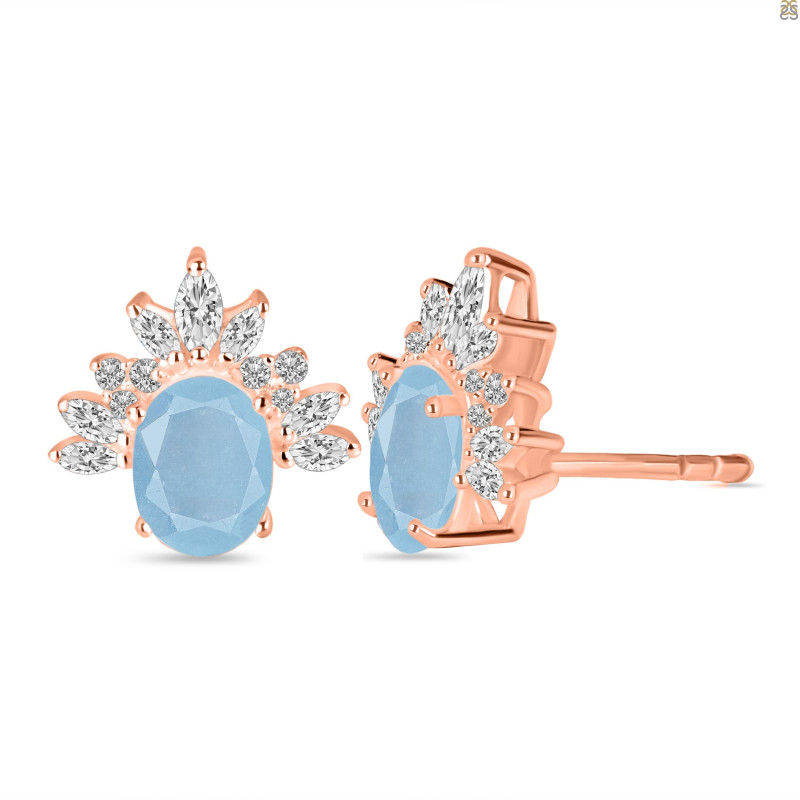Aquamarine & White Topaz Stud Earring AQM-RE-71.