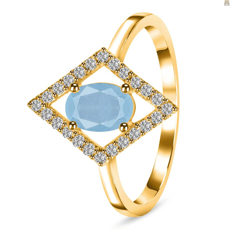 Aquamarine & White Topaz Ring AQM-RR-134.