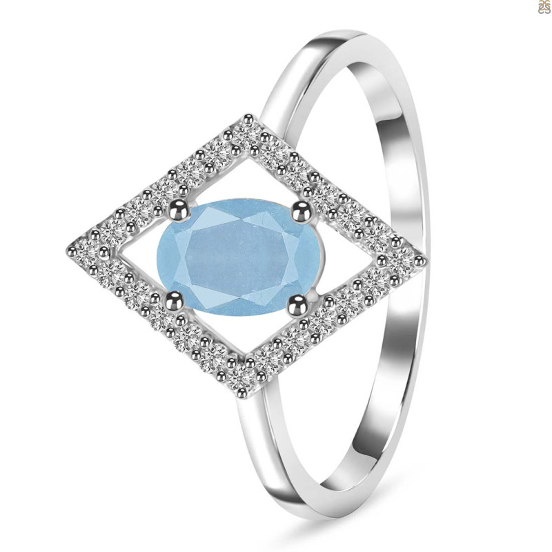 Aquamarine & White Topaz Ring