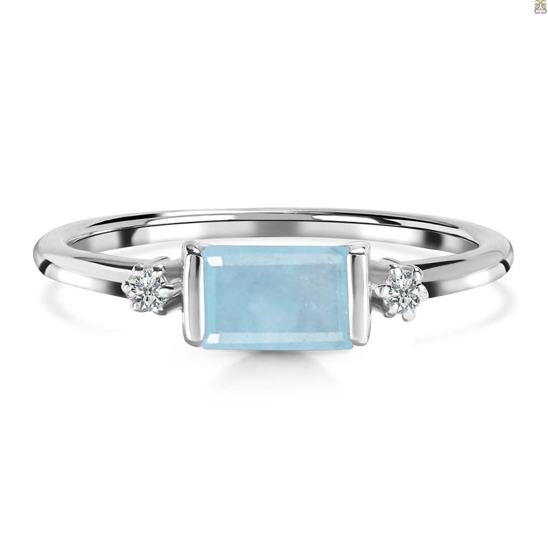 Aquamarine & White Topaz Ring AQM-RR-135.