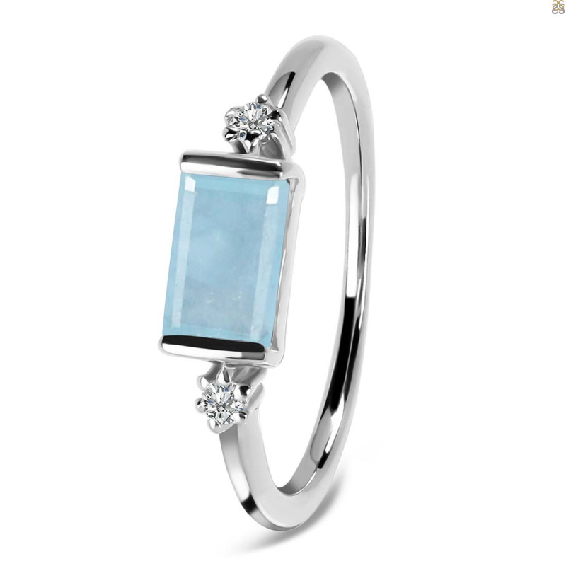 Aquamarine & White Topaz Ring