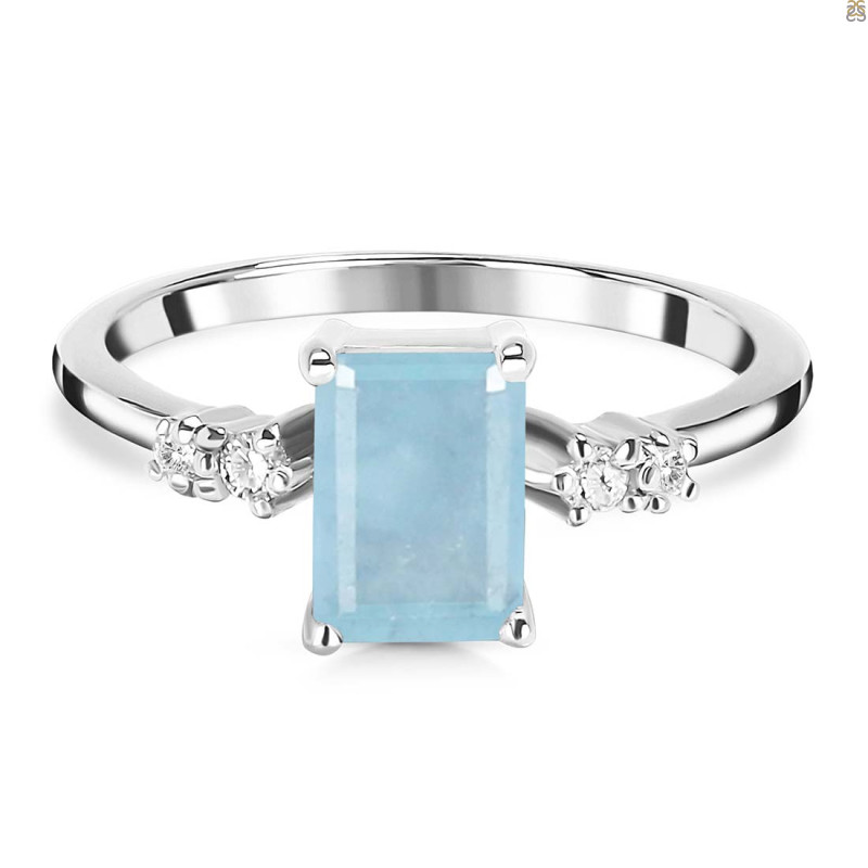 Aquamarine & White Topaz Ring AQM-RR-139.