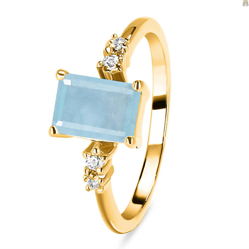 Aquamarine & White Topaz Ring AQM-RR-139.