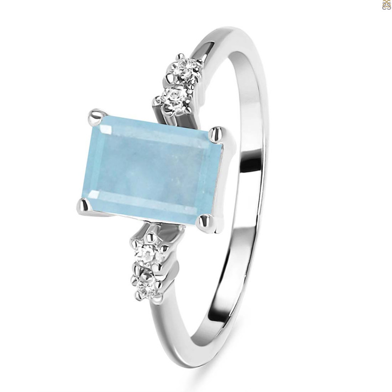 Aquamarine & White Topaz Ring