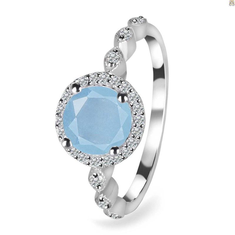 Aquamarine & White Topaz Ring
