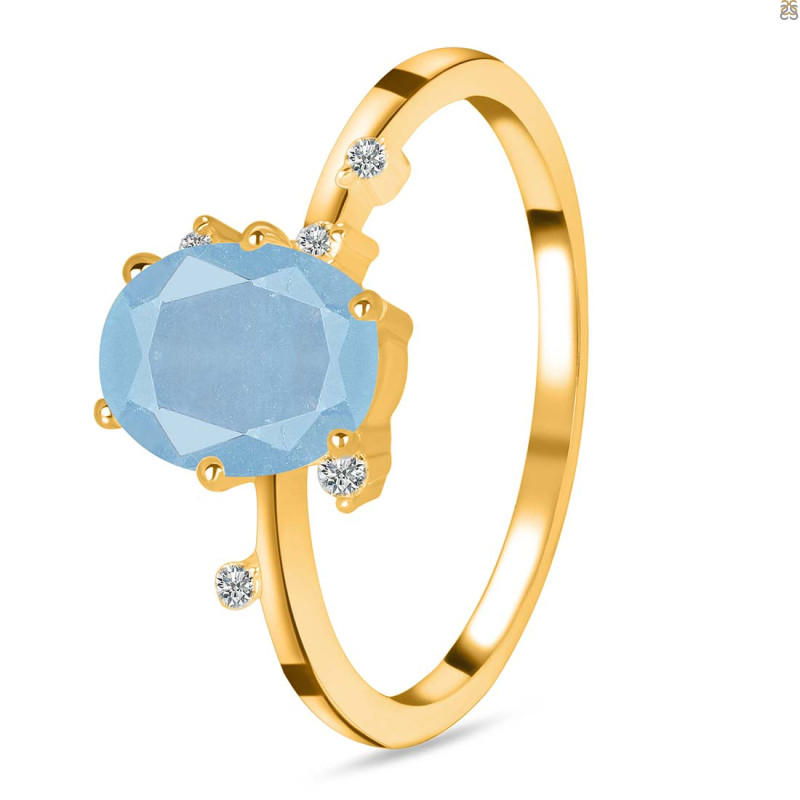 Aquamarine & White Topaz Ring AQM-RR-318.