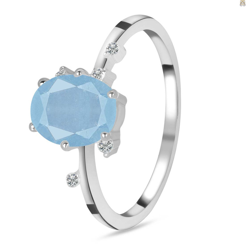Aquamarine & White Topaz Ring