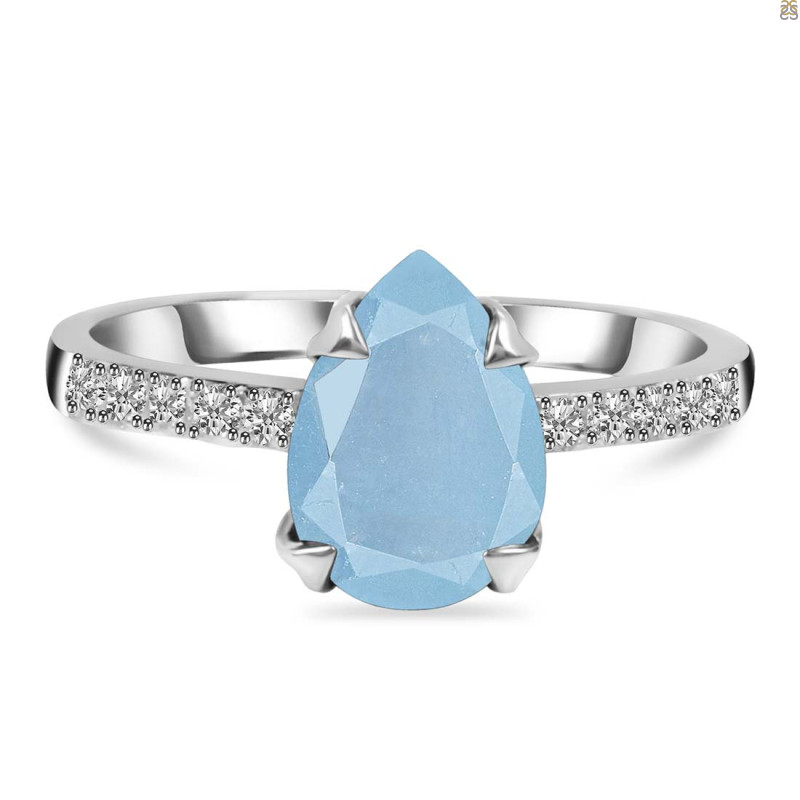 Aquamarine & White Topaz Ring AQM-RR-344A.