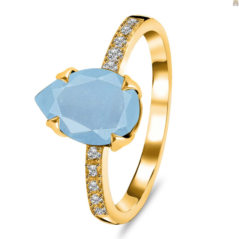 Aquamarine & White Topaz Ring AQM-RR-344A.