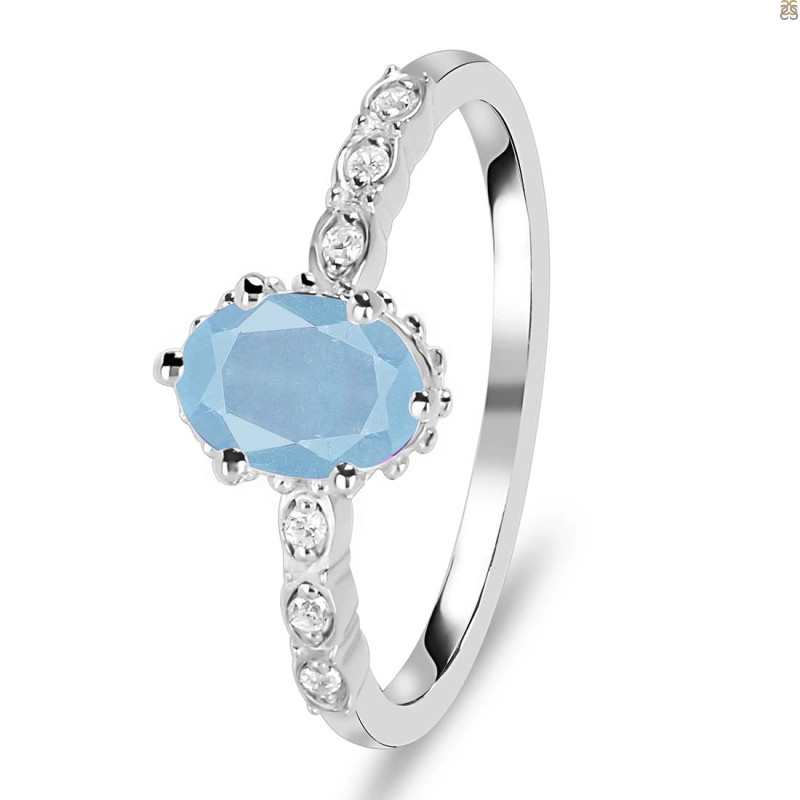 Aquamarine & White Topaz Ring