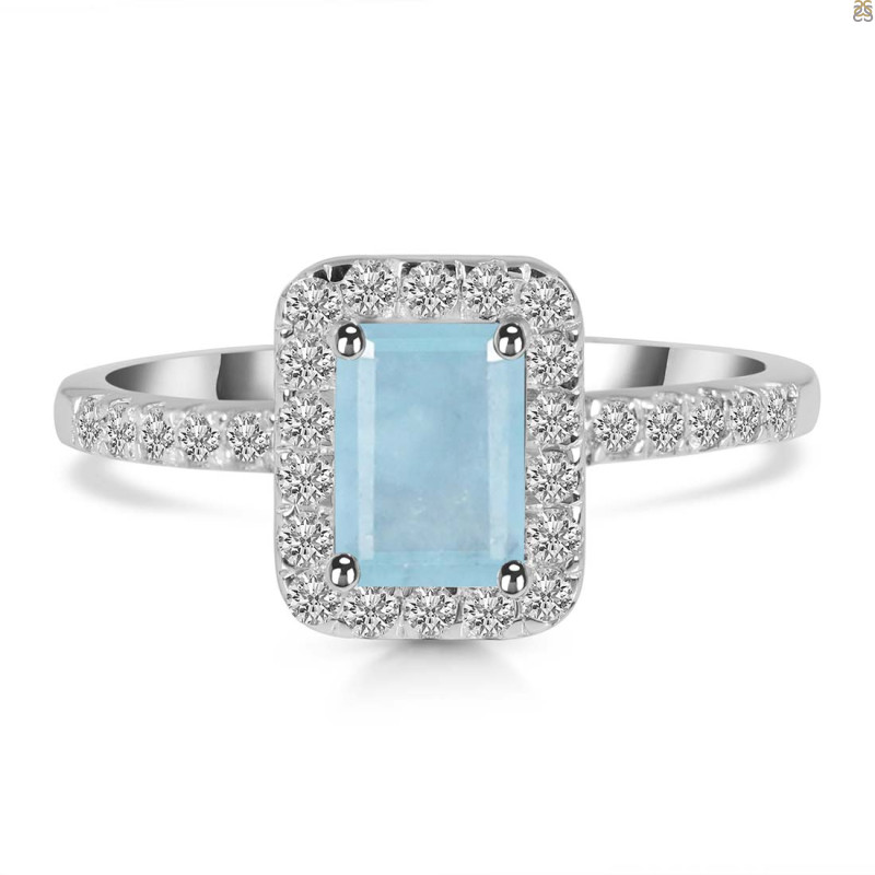 Aquamarine & White Topaz Ring AQM-RR-432.