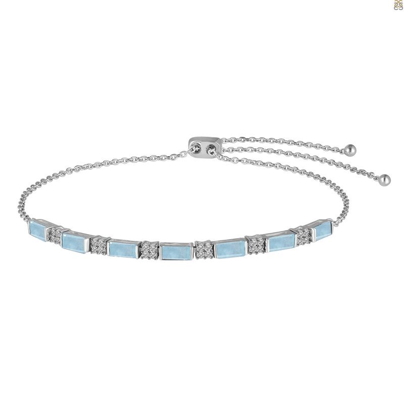 Aquamarine & White Topaz Bracelet AQM-RDB-133.