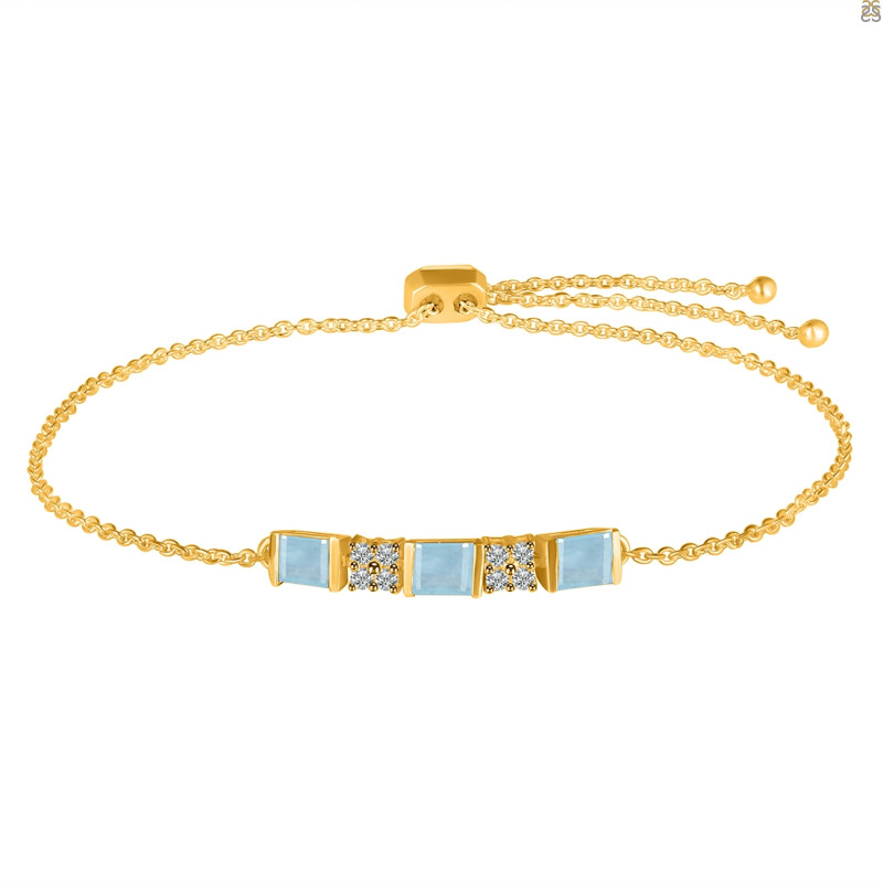 Aquamarine & White Topaz Bracelet AQM-RDB-147.