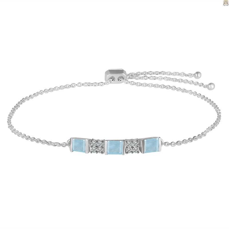Aquamarine & White Topaz Bracelet AQM-RDB-147.