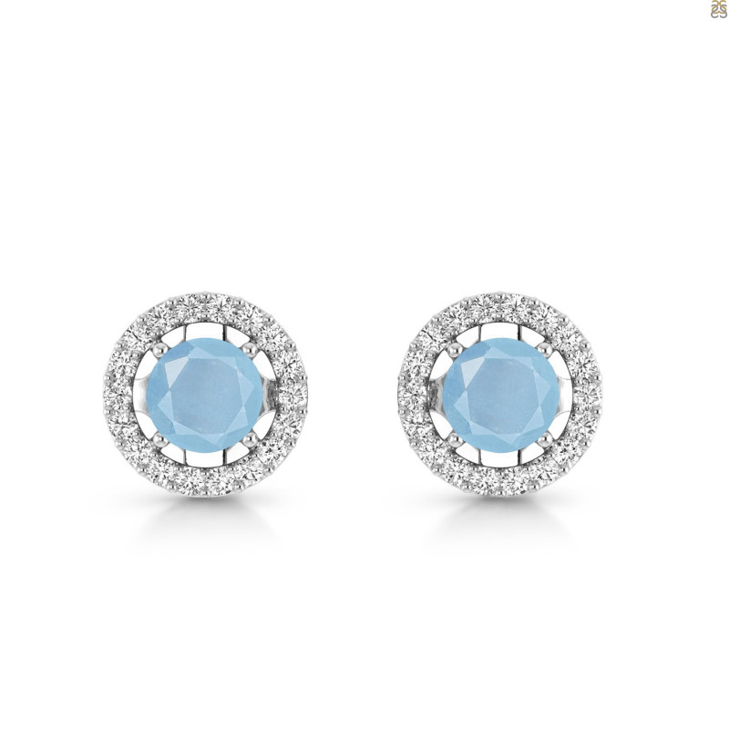 Aquamarine & White Topaz Stud Earring AQM-RDE-985.