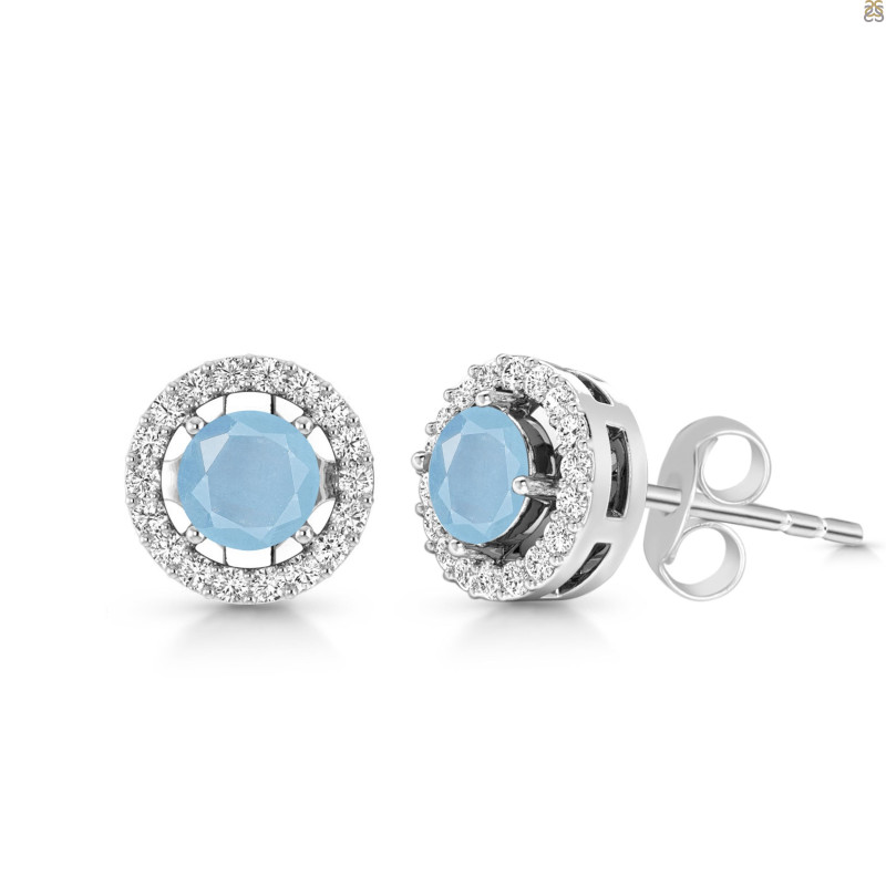 Aquamarine & White Topaz Stud Earring