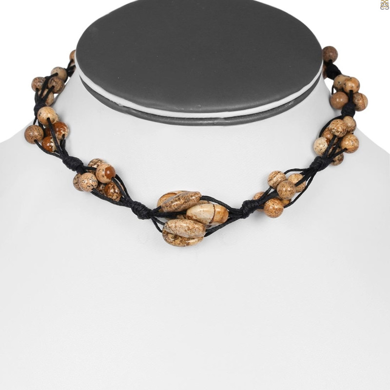 Picture Jasper Beaded Necklace BDD-12-1612