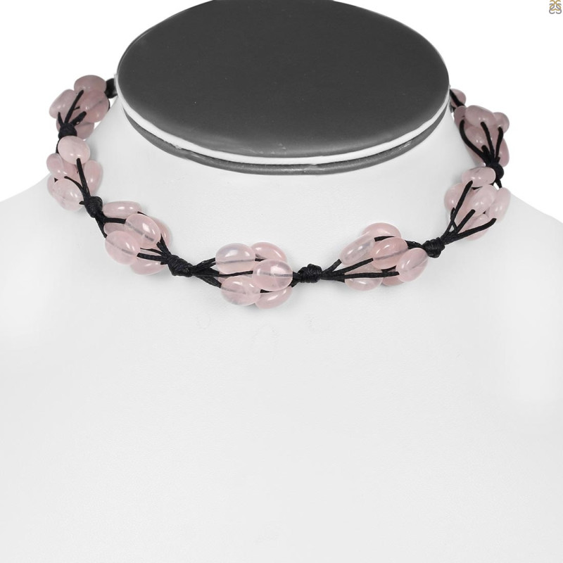Rose Quartz Beaded Necklace BDD-12-1613