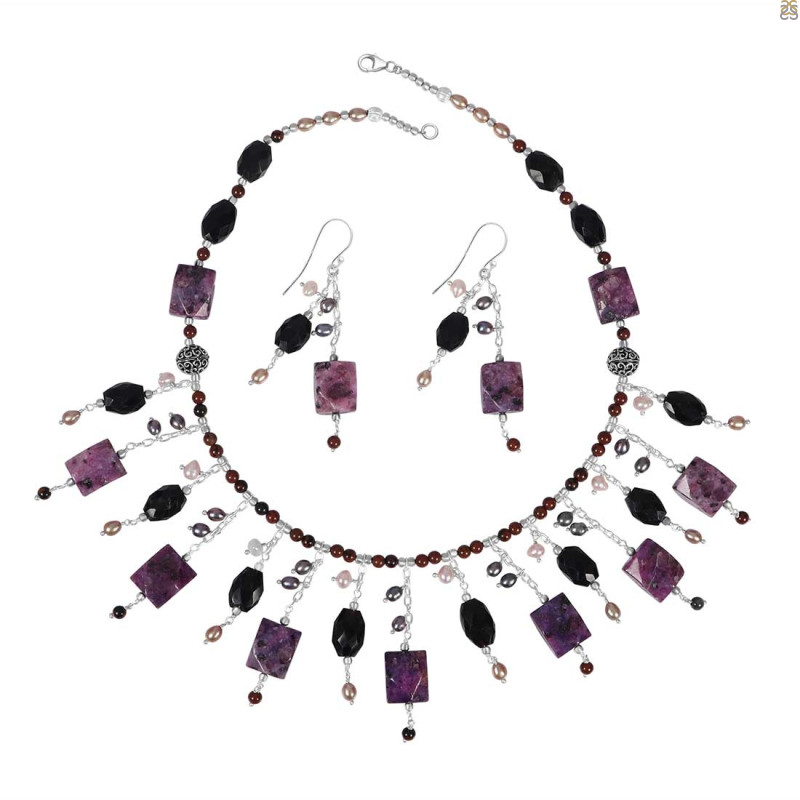 Charoite/Black Spinel Beaded  Jewelry Set BDD-12-1639