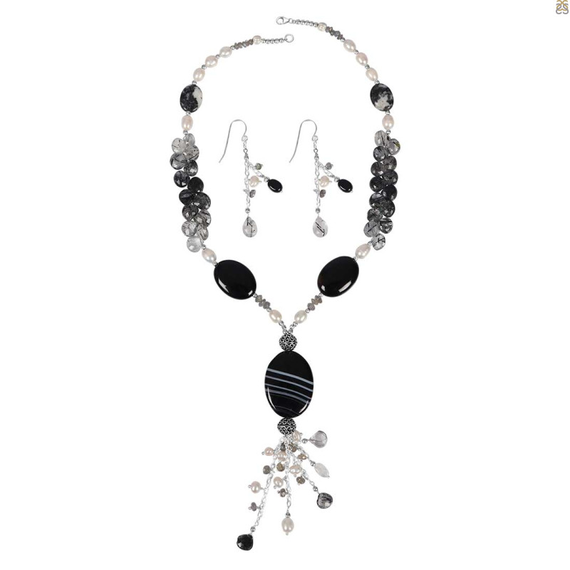 Black Spinel/Black Rutile Beaded  Jewelry Set BDD-12-1642