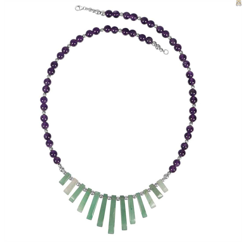 Green Aventurine/Amethyst Beaded Necklace BDD-12-1661