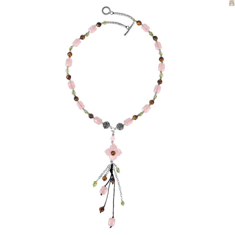 Rose Quartz/Citrine Beaded Necklace BDD-12-1626