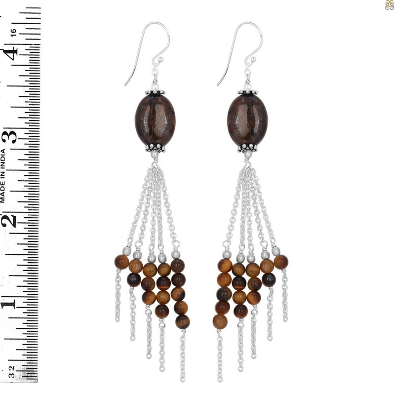 Tiger Eye/Iron Tiger Eye Beaded Earring
