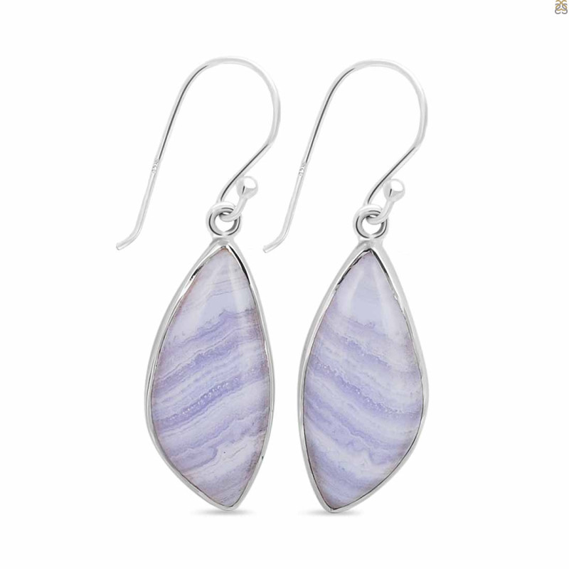 Blue Lace Agate Earring-E BLA-3-41
