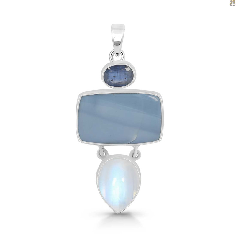 Blue Opal/Moonstone/Kyanite Pendant-2SP BLO-1-47