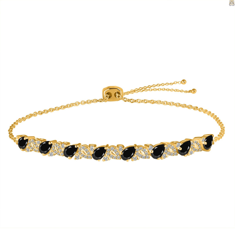 Black Tourmaline & White Topaz Bracelet With Adjustable Camera Lock BLS-RDB-128.