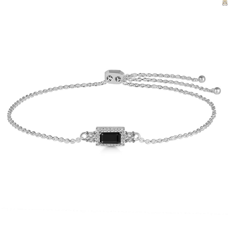 Black Tourmaline & White Topaz Bracelet BLS-RDB-140.