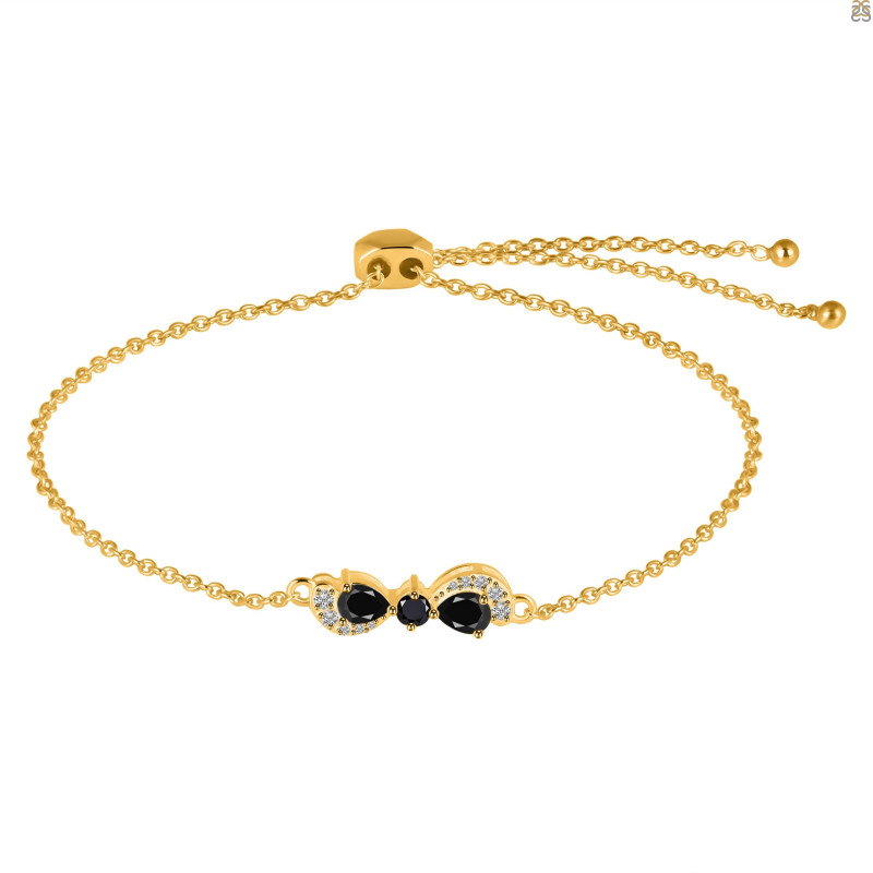 Black Tourmaline & White Topaz Bracelet With Adjustable Camera Lock BLS-RDB-145.