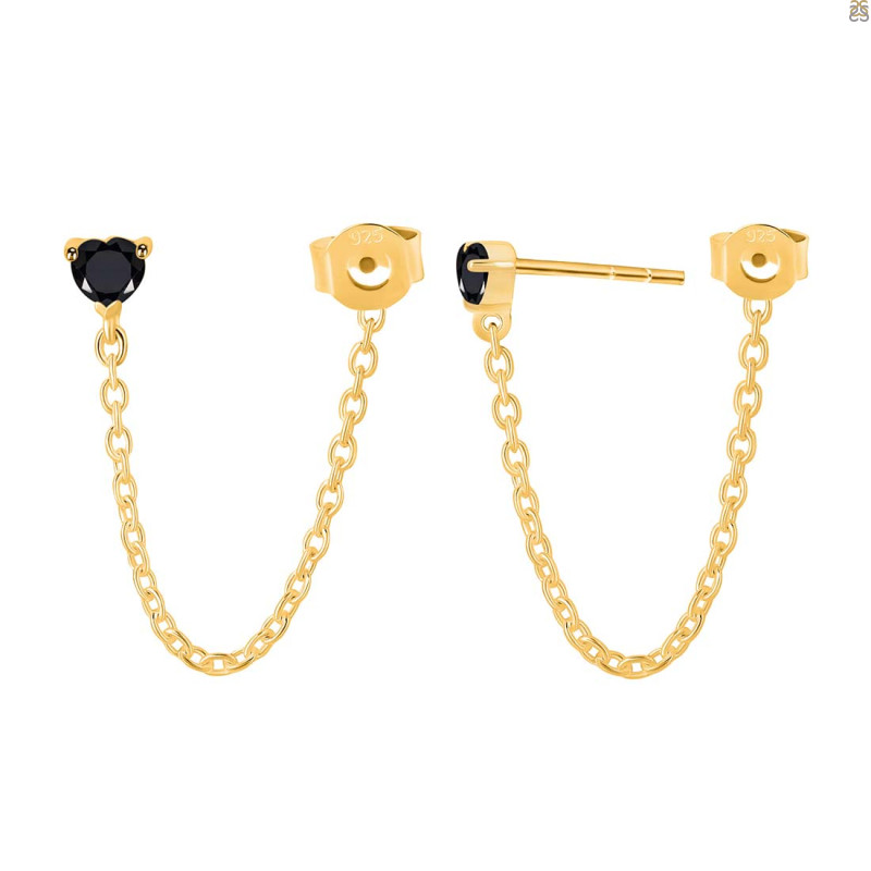 Black Tourmaline Chain Stud Earring BLS-RDE-1235.