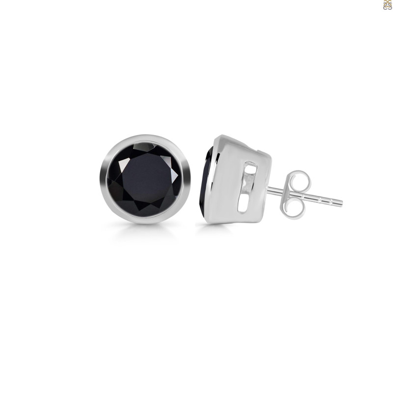 Black Tourmaline Stud Earring