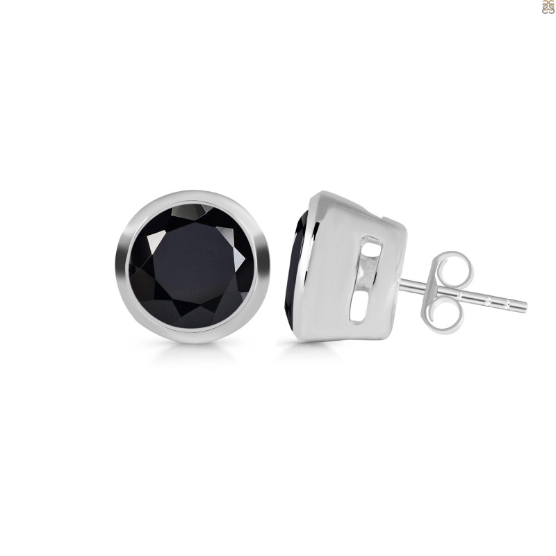 Black Tourmaline Stud Earring